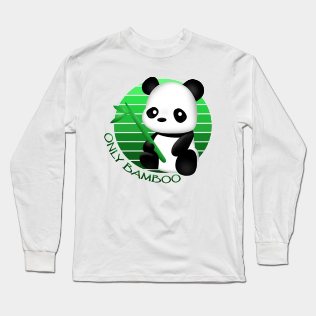 Panda - Only Bamboo Long Sleeve T-Shirt by Smoky Lemon